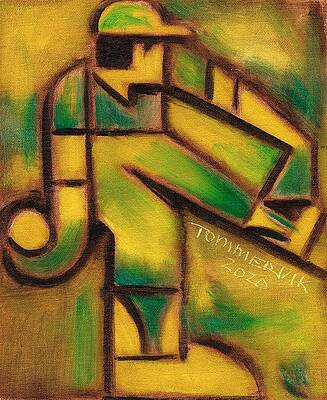 Dynamic Painting - Abstract Oakland Baseball Pitcher by Tommervik