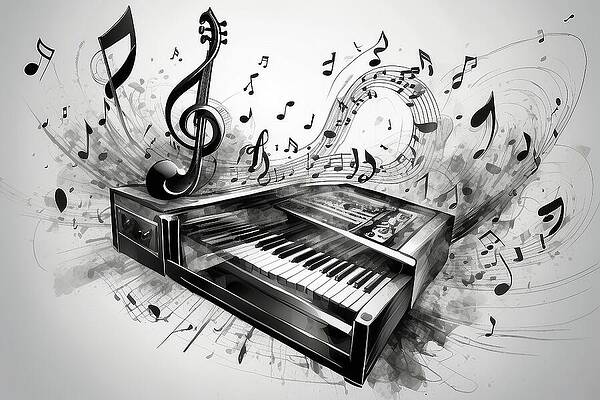 Wall Art featuring the digital art Abstract Piano Music Comes To Life AM1068 by Don Northup