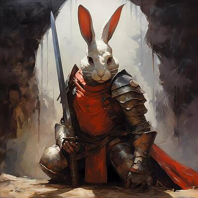 Abstract Wall Art featuring the digital art Abstract Representation Of A Giant Rabbit In Armor by Andre Petrov