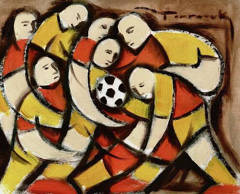 Dynamic Painting - Abstract Soccer Players Wall Art Print by Tommervik