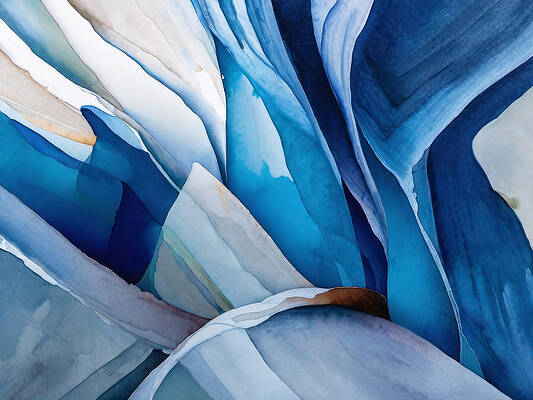 Abstract Wall Art featuring the digital art Abstract - Some Blues by Eris And AI