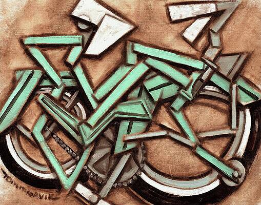 Dynamic Painting - Abstract Turquoise Cruiser Bike by Tommervik