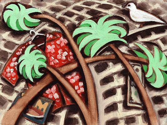 Hawaii Wall Art featuring the painting Abstract Waikiki Art Print by Tommervik