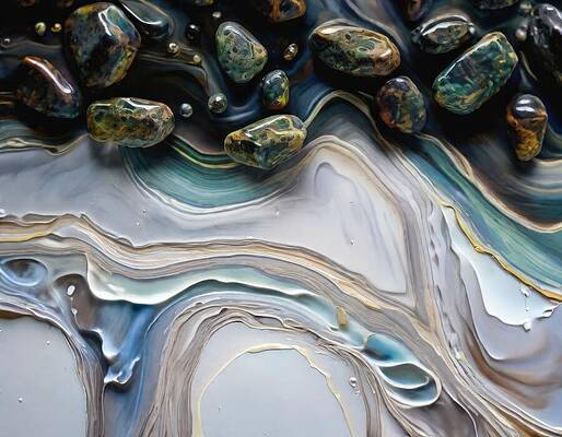 Organic Wall Art featuring the digital art Abstract With Polished Rocks by Eris And AI