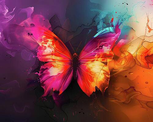 Vibrant Digital Art - Abstract_butterfly_design_vibrant_colors_artistic_feel__No 1 by Andre Petrov