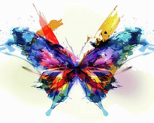 Vibrant Digital Art - Abstract_butterfly_design_vibrant_colors_artistic_feel__No 4 by Andre Petrov