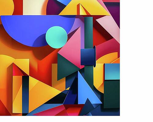 Geometric Wall Art featuring the digital art Abstract_geometric_shapes_vibrant_colors_dynamic_composition by Andre Petrov