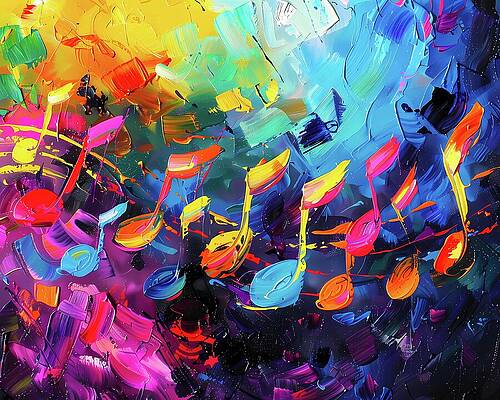Vibrant Digital Art - Abstract_music_notes_vibrant_colors_dynamic_and_musical_feel_No 1 by Andre Petrov