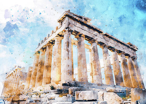 Historical Painting - Acropolis Of Athens - 09 by AM FineArtPrints