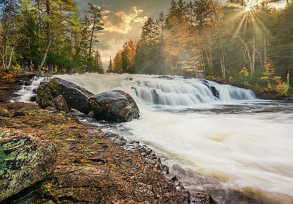 Tranquil Wall Art featuring the photograph Adirondacks Autumn At Buttermilk Falls 5 by Ron Long Ltd Photography