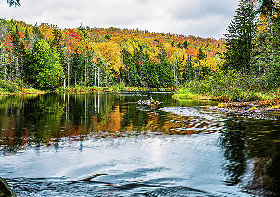 Tranquil Wall Art featuring the photograph Adirondacks Autumn At Buttermilk Falls 7 by Ron Long Ltd Photography