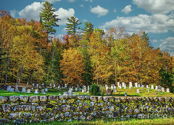 New York Photograph - Adirondacks Autumn Cemetery by Ron Long Ltd Photography