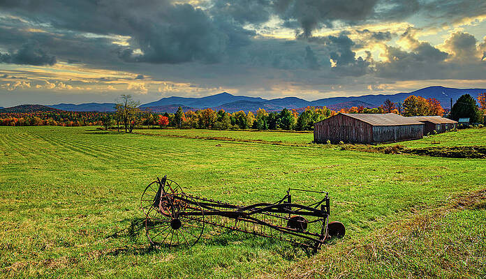 Fall Wall Art featuring the photograph Adirondacks Farm In Autumn Colors by Ron Long Ltd Photography