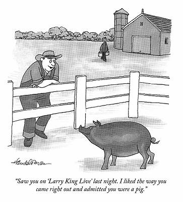 Pig Drawing - Admitting You Were A Pig by JB Handelsman