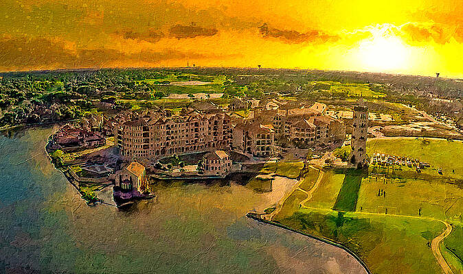 Digital Art - Adriatica Bell Tower And Bella Donna Chapel In McKinney, Texas - Digital Painting by Nicko Prints