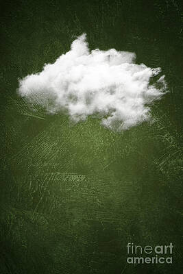 Floating White Cloud on Green Digital Art