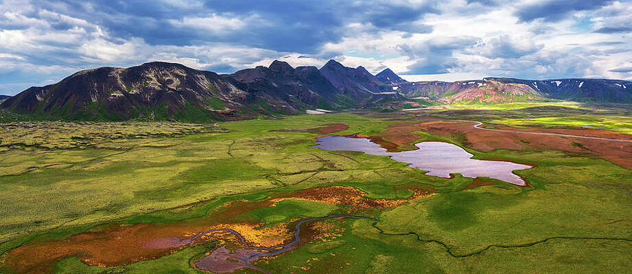 Wall Art featuring the photograph Aerial Panorama Of Lakes And Mountains In Thingvellir National Park, Iceland by Miroslav Liska