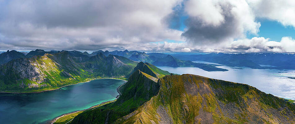 Wall Art featuring the photograph Aerial Panorama Of The Husfjellet Mountain On Senja Island In Northern Norway by Miroslav Liska