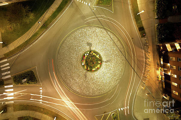 Sunset Photograph - Aerial Sunset View Of Traffic Circle In Middlebury, Vermont by Eric Killorin