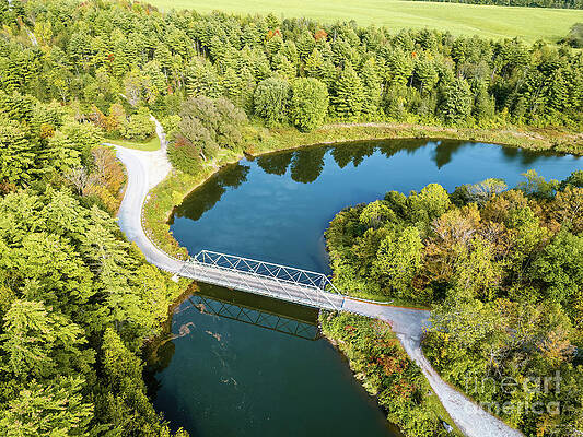 Foliage Photograph - Aerial View Of Bridge 26 At The Weybridge New Haven Town Line Vermont by Eric Killorin