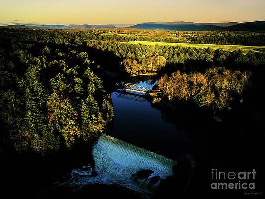 Water Wall Art featuring the photograph Aerial View Of Huntington Falls And Ridge 26 At The Weybridge New Haven Vermont Town Line by Eric Killorin