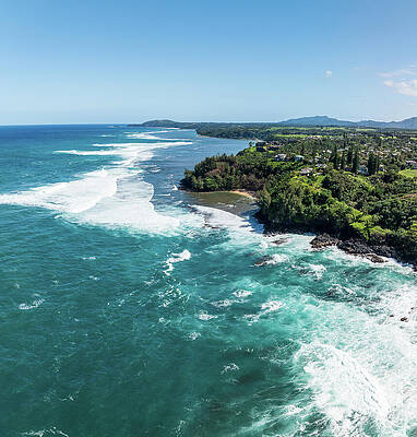 Wall Art featuring the photograph Aerial View Of Princeville And Sealodge Beach by Steven Heap