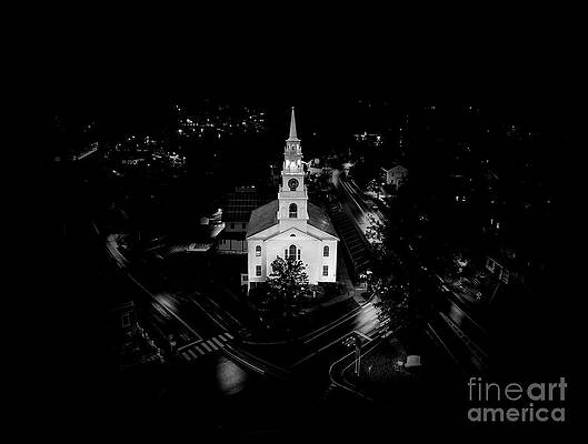 Wall Art featuring the photograph Aerial View Of The Congregational Church In Middlebury, Vermont by Eric Killorin