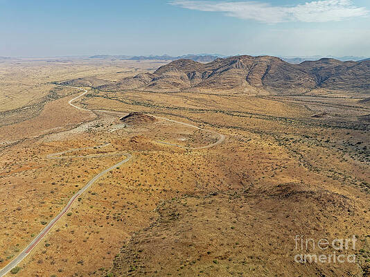 Landscape Photograph - Aerial View Of The Desert Road D1275 At Spreetshoogte Pass, Nami by Sami Sarkis Photography
