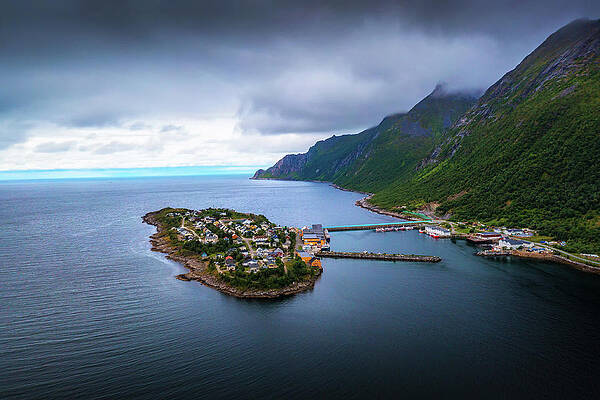 Photograph - Aerial View Of The Husoy Fishing Village On The Senja Island, Norway by Miroslav Liska