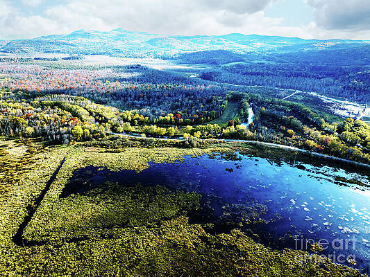 Water Wall Art featuring the photograph Aerial View Of Wildlife Preserve In Salisbury, Vermont by Eric Killorin