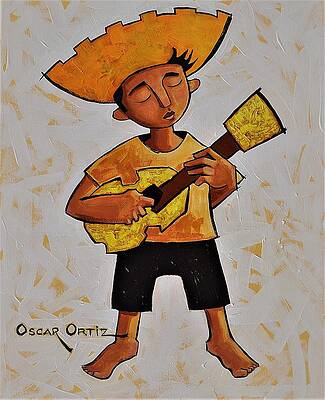 Nostalgic Wall Art featuring the painting Afincando by Oscar Ortiz