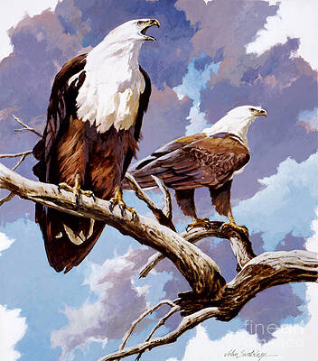 Nature Wall Art featuring the painting African Fish Eagle by John Swatsley