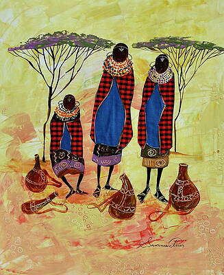 Vibrant Wall Art featuring the painting African Heritage by Sarah Shiundu