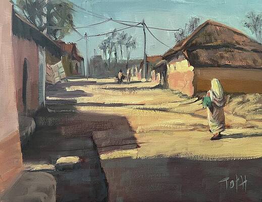 Serene Wall Art featuring the painting Afternoon Chores by Laura Toth