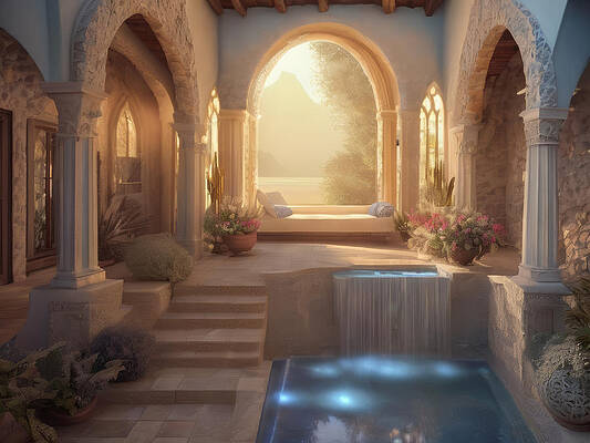 Reflection Digital Art - Afternoon In The Pool Room by Eris And AI