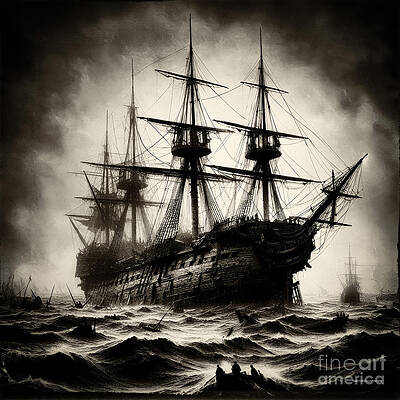 Wall Art featuring the digital art AI-generated Image Of 1800s Shipwreck by Eric Killorin