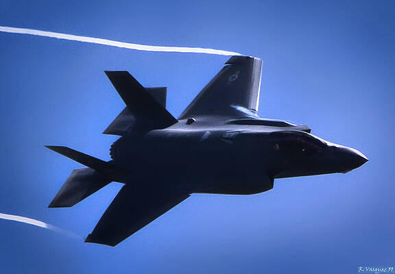 Sky Wall Art featuring the photograph Air Force F-35 On Wing by Rene Vasquez