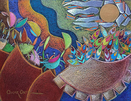 Nostalgic Wall Art featuring the painting Alcapurrias De Jueces Y Pastelitos De Chapin by Oscar Ortiz