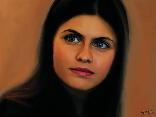 Expression Wall Art featuring the painting Alexandra Daddario by Gradify Creations
