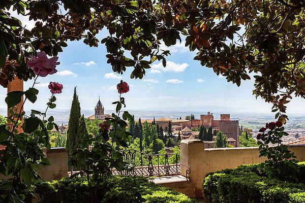 Wall Art featuring the photograph Alhambra Gardens Granada Spain by Tatiana Travelways