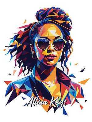 Vibrant Wall Art featuring the digital art Alicia Keys #1 In WPAP Pop Art by Vector Artnesia