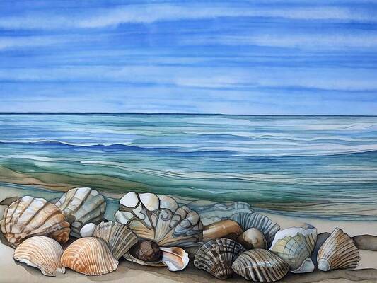 Ocean Wall Art featuring the digital art Alien Beach Idyll by Eris And AI