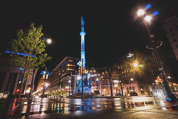 Light Wall Art featuring the photograph Allentown's Seventh And Hamilton On A Rainy Evening by Jason Fink