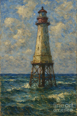 Lighthouse Over Choppy Sea Wall Art