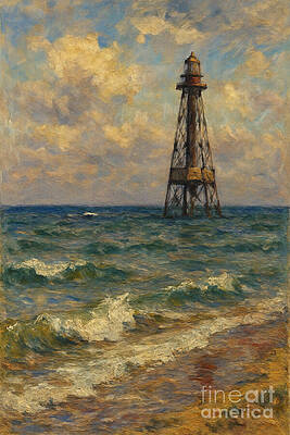 Rustic Lighthouse by the Sea Wall Art