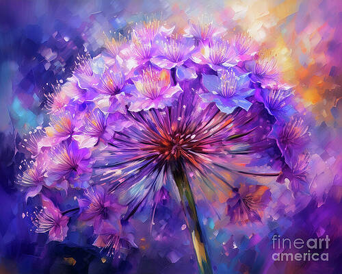Beautiful Wall Art featuring the ai art Allium Stars by Macro Abundance