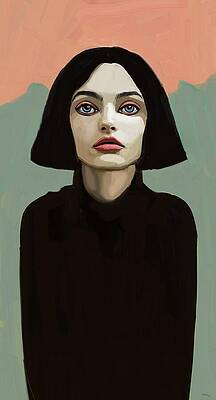 Woman with Dark Hair and Intense Eyes Wall Art