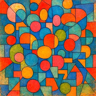 Colorful Geometric Composition Wall Art