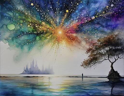 Sky Digital Art - Alone And Not Alone by Eris And AI