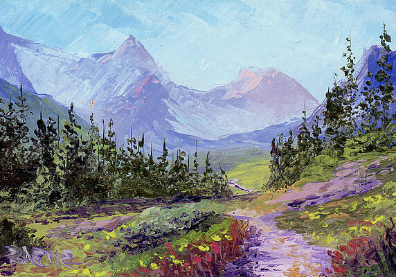 Mountain Wall Art featuring the painting Along Pitamakin Pass by Raette Meredith